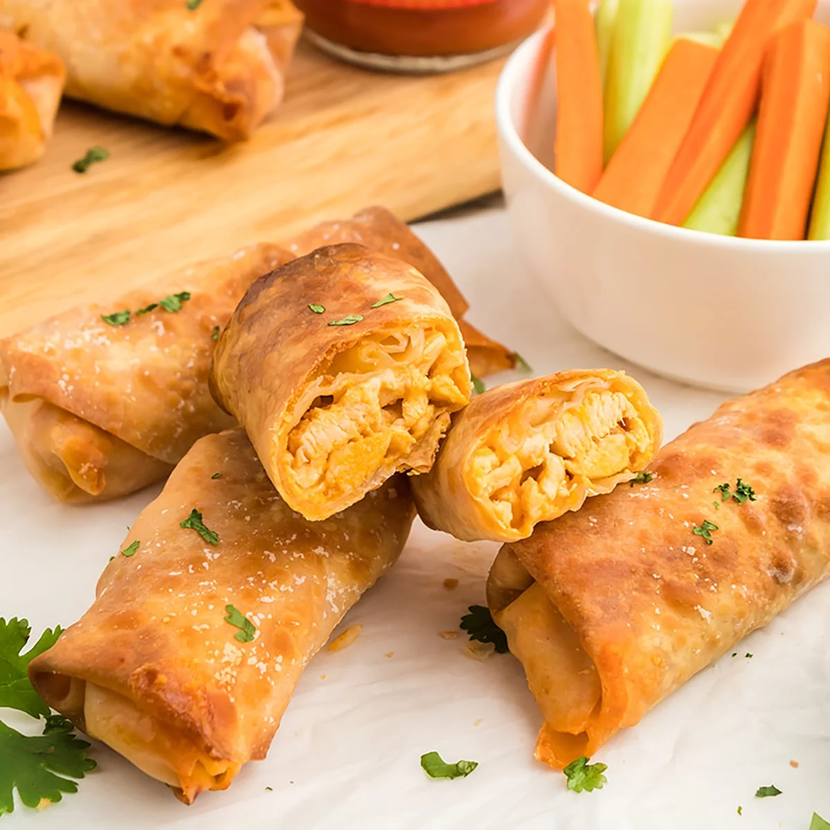 Air Fryer Buffalo Chicken Egg Rolls