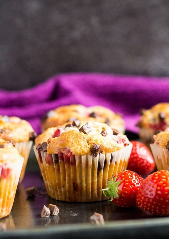 STRAWBERRY CHOCOLATE CHIP MUFFINS