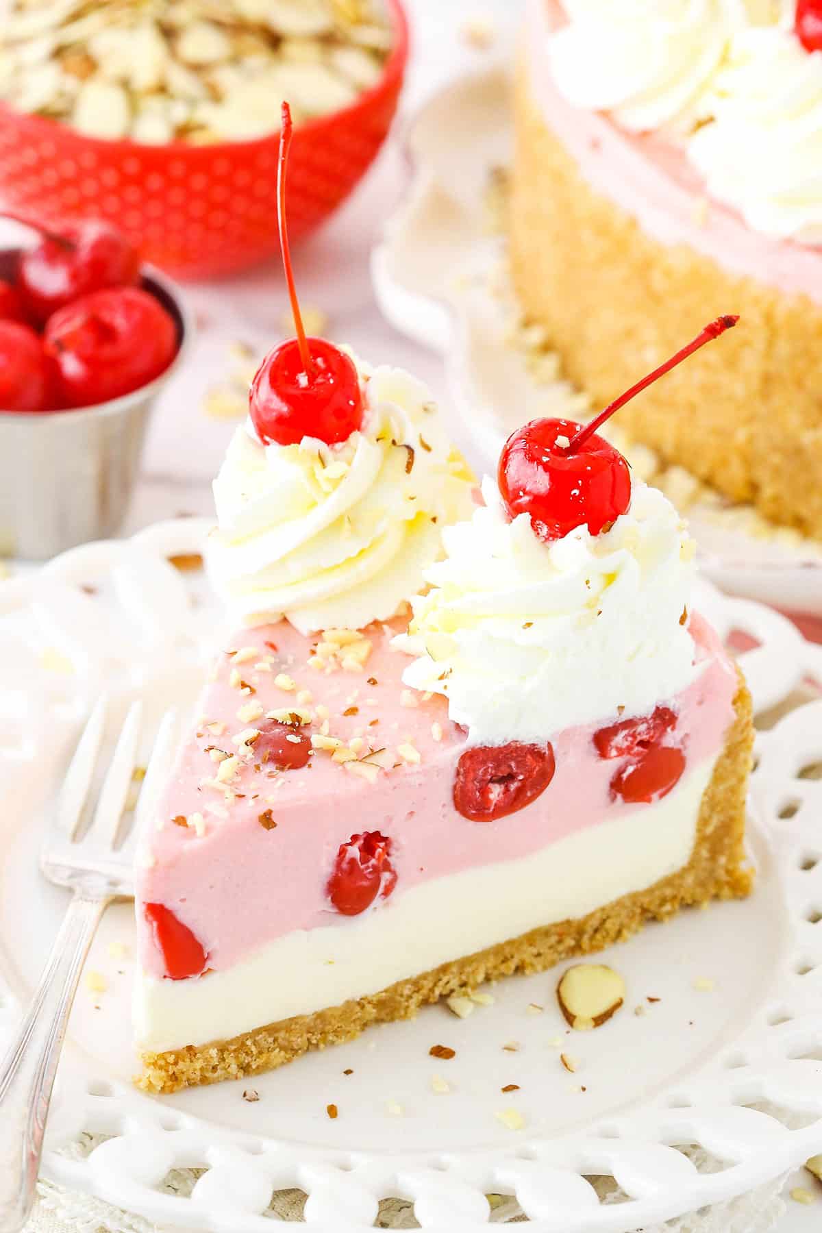 No Bake Cherry Almond Cheesecake